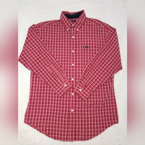 Chaps Red Casual Button Down Shirt Classic Plaid Design - Picture 1 of 7